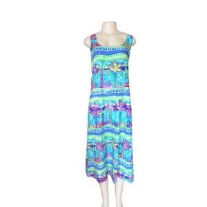 Palm Bay Hawaiian Sleeveless Maxi Tropical Dress Tropical Made In Hawaii Size L
